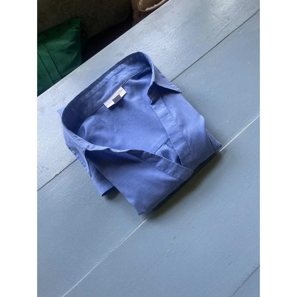 J.Jill Periwinkle Blue Collared Button Down Shirt Soft Minimal Capsule Top - Picture 2 of 11